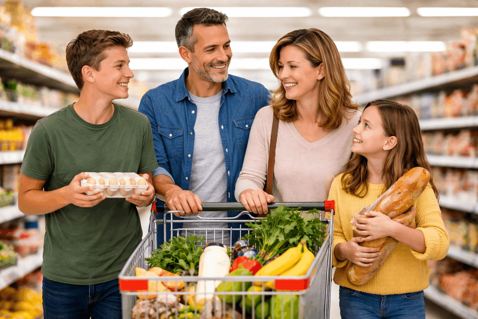 Couple reviewing and adjusting monthly family budget together